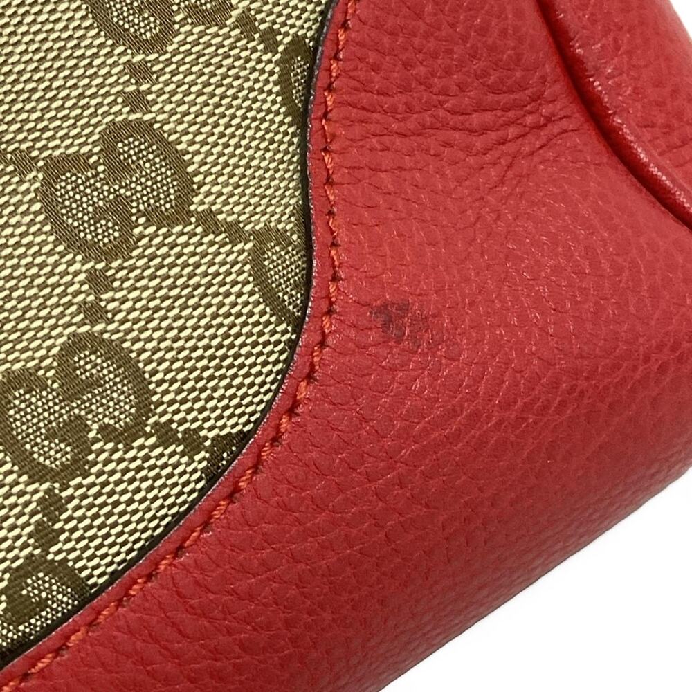 Gucci GG/Bamboo Handbag 308360 Red Beige Dark Brown Jacquard Leather - Picture 15 of 15